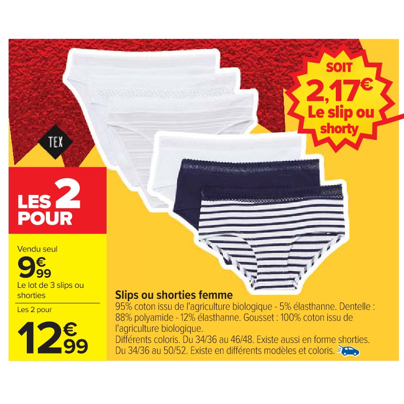 Slips ou shorties femme TEX Cora Gros volumes = petits prix