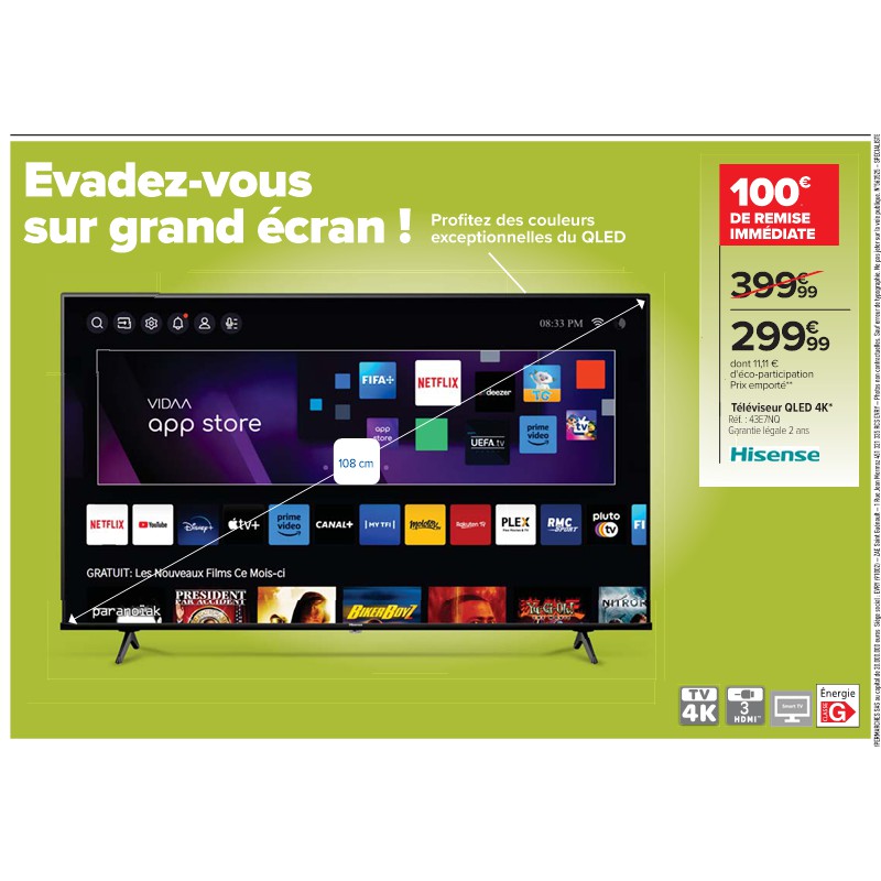 Téléviseur QLED 4K HISENSE Cora Les beaux jours connectés à vos envies !