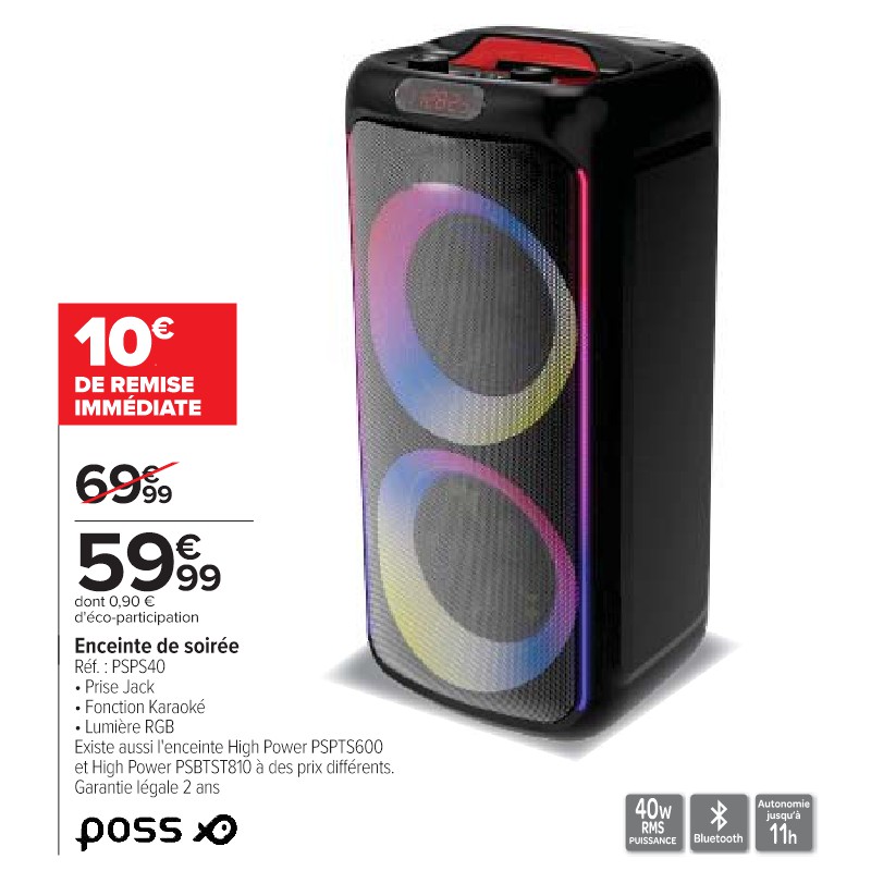 Enceinte de soirée POSS Cora Les beaux jours connectés à vos envies !