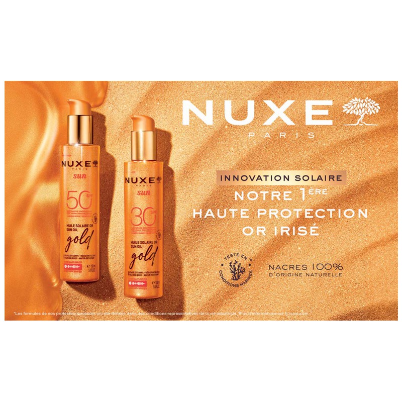 Innovation solaire Huile solaire or NUXE Cora Parapharmacie