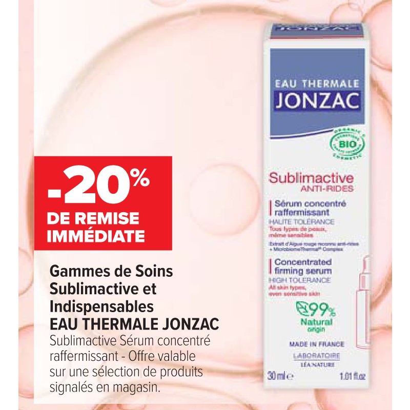 Gammes de Soins Sublimactive et Indispensables EAU THERMALE JONZAC Cora Parapharmacie
