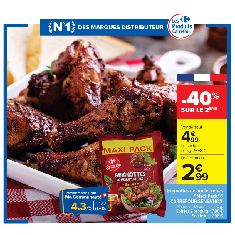 Grignottes de poulet rôties ''Maxi Pack'' CARREFOUR SENSATION