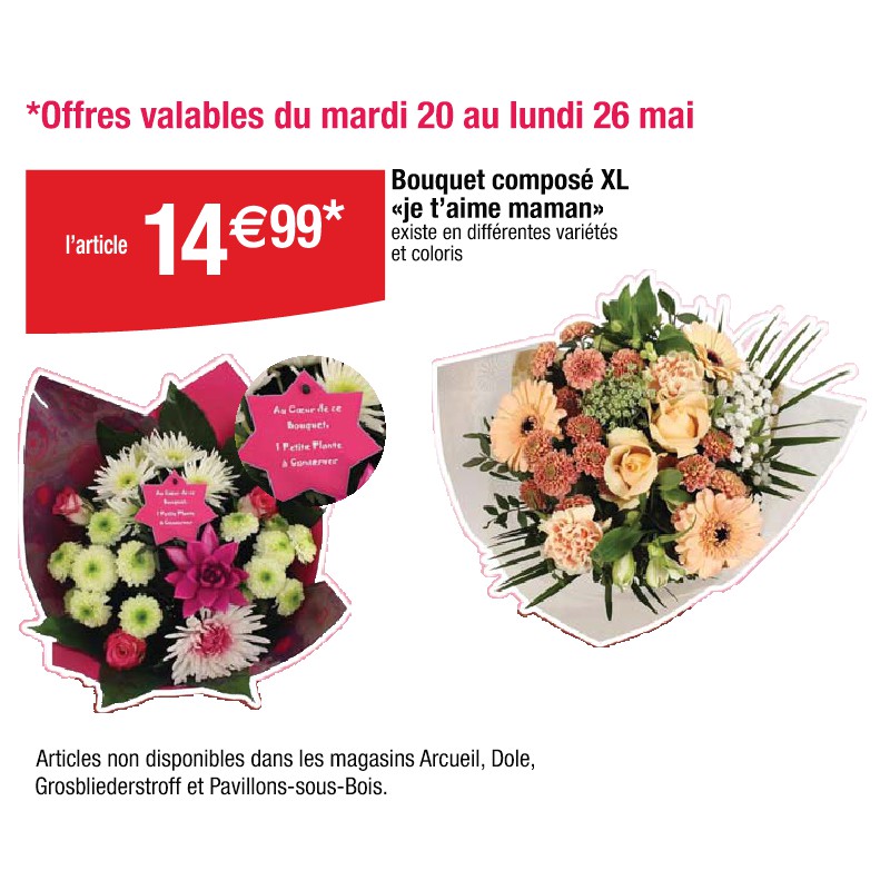 Bouquet composé XL «je t’aime maman»