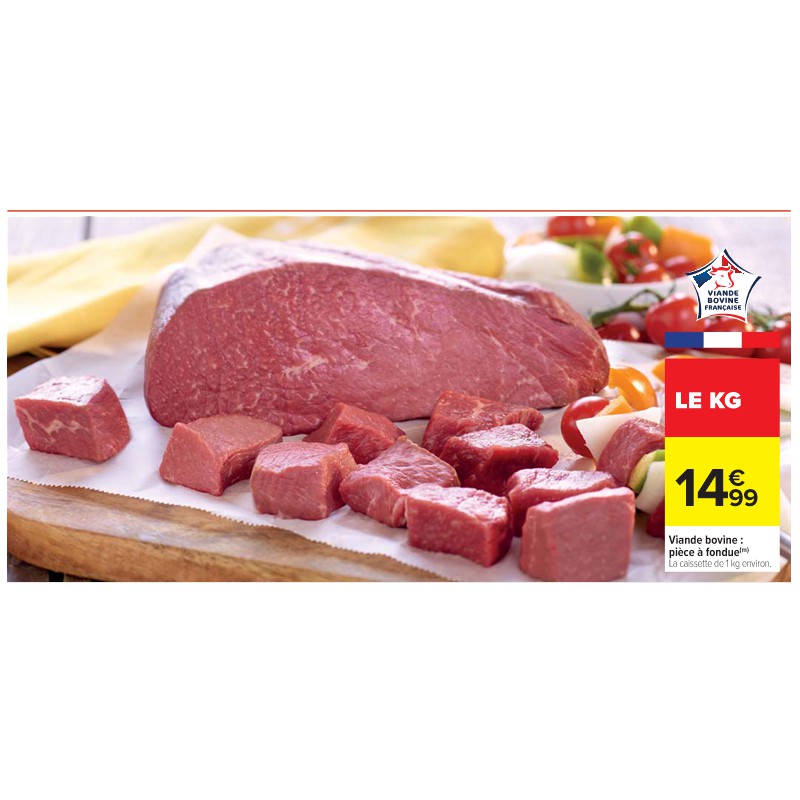 Viande bovine : pièce à fondue