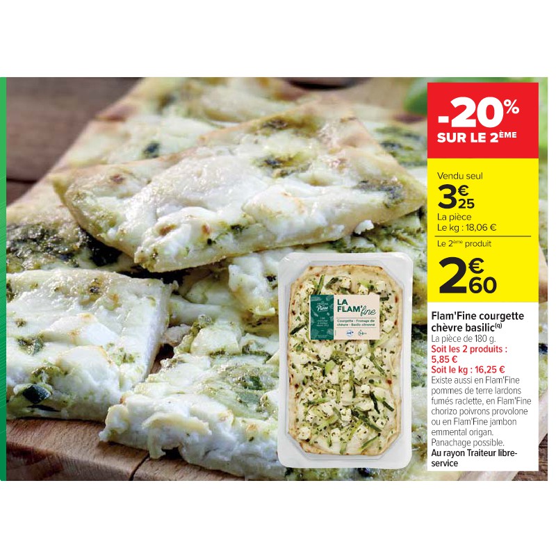 Flam'Fine courgette chèvre basilic