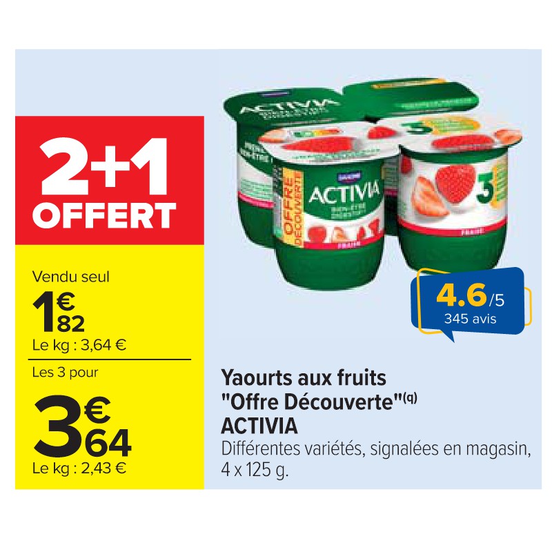 Yaourts aux fruits ''Offre Découverte'' ACTIVIA
