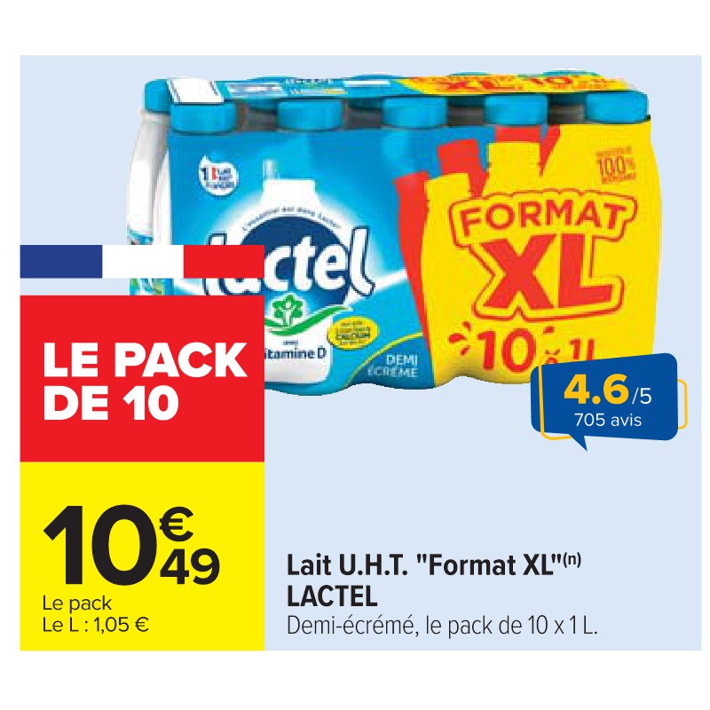 Lait U.H.T. ''Format XL'' LACTEL