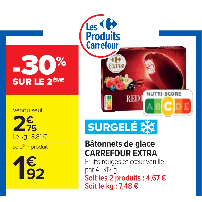 Bâtonnets de glace CARREFOUR EXTRA