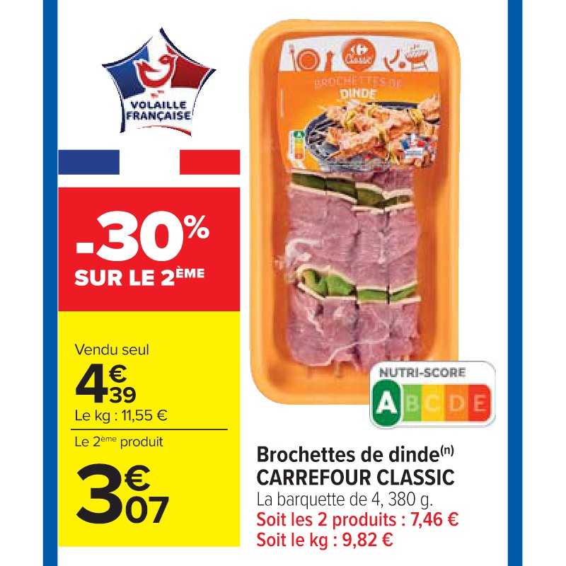 Brochettes de dinde CARREFOUR CLASSIC