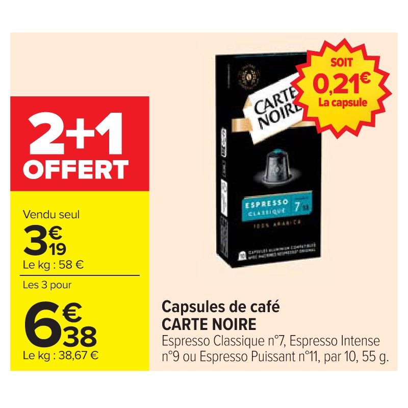 Capsules de café CARTE NOIRE