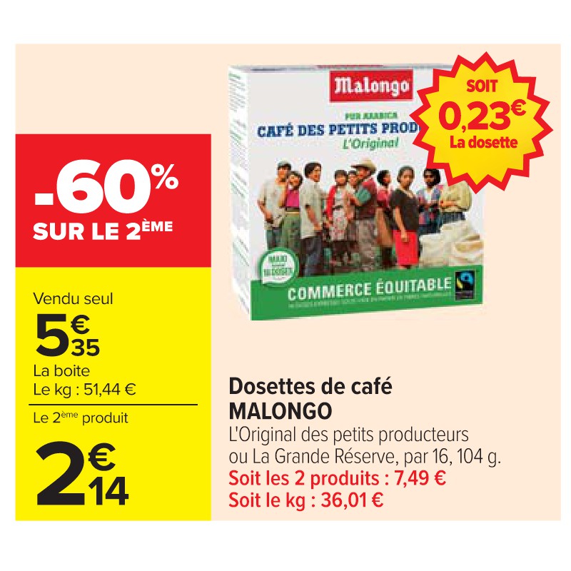 Dosettes de café MALONGO