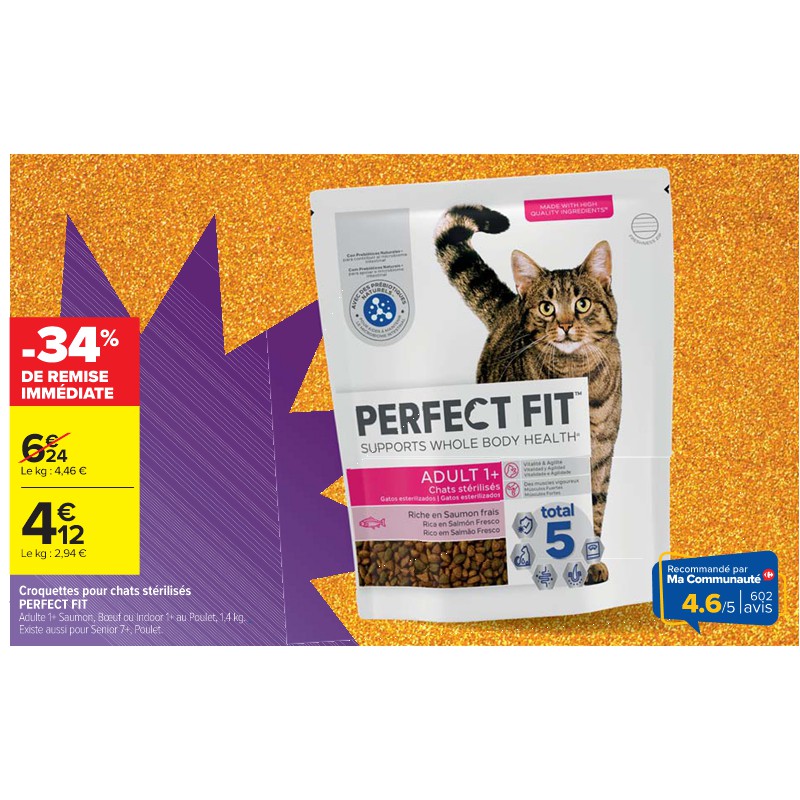 Croquettes pour chats stérilisés PERFECT FIT