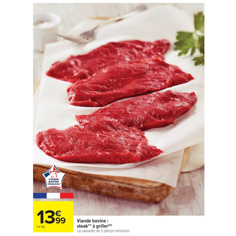 Viande bovine : steak à griller