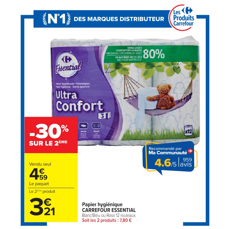 Papier hygiénique CARREFOUR ESSENTIAL