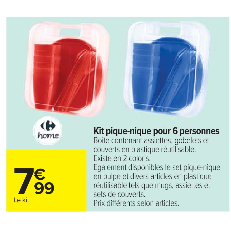 Kit pique-nique pour 6 personnes CARREFOUR HOME