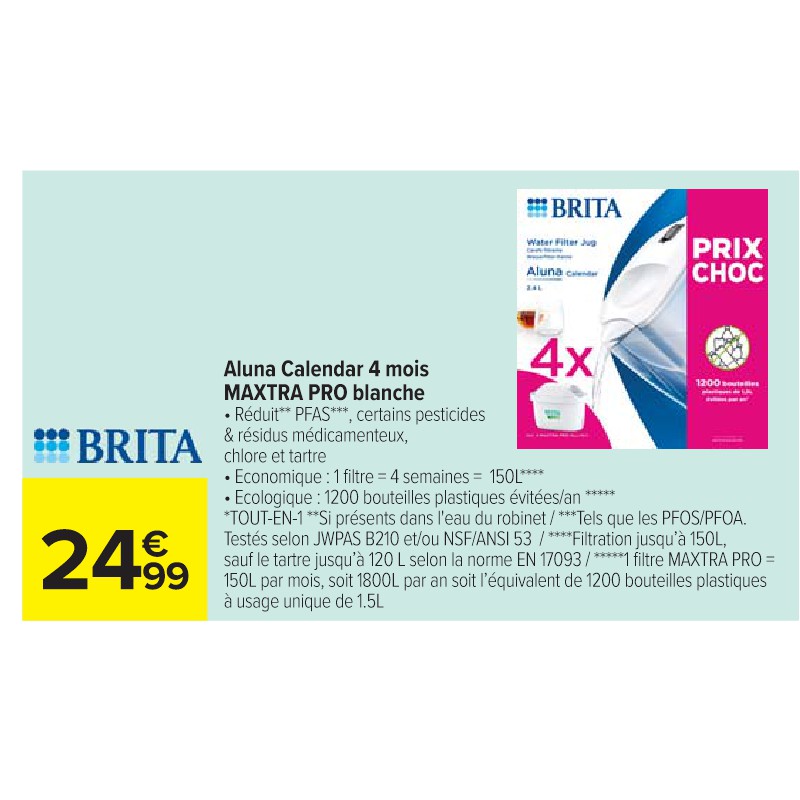 Aluna Calendar 4 mois MAXTRA PRO blanche BRITA