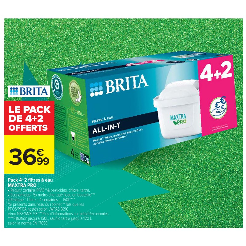 Pack 4+2 filtres à eau MAXTRA PRO BRITA