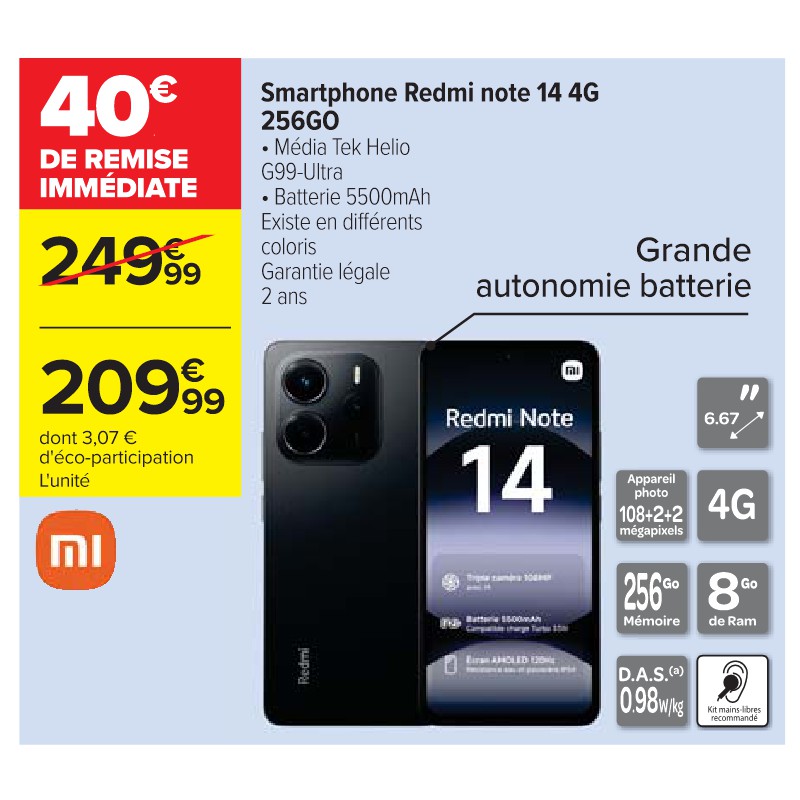 Smartphone Redmi note 14 4G 256GO XIAOMI