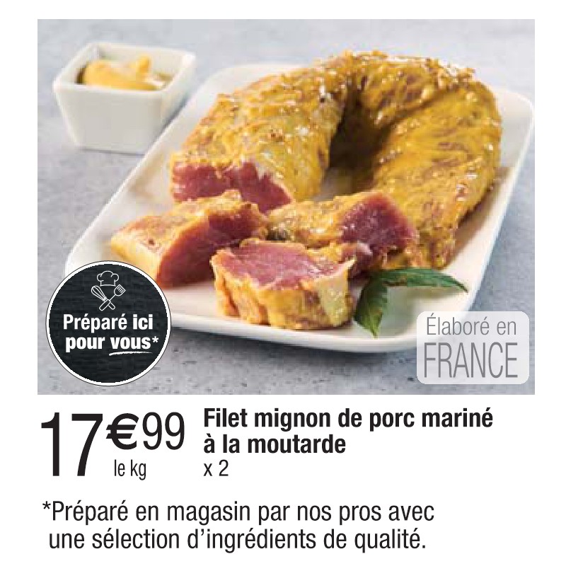 Filet mignon de porc mariné à la moutarde
