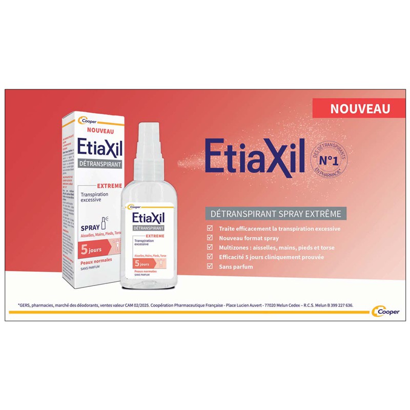 Détranspirant spray extrême ETIAXIL Cora Parapharmacie
