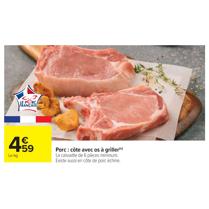 Porc : côte avec os à griller