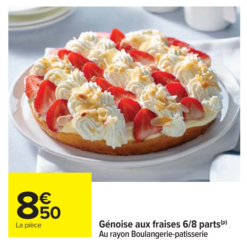 Génoise aux fraises 6/8 parts