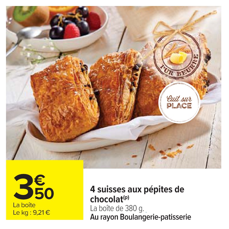 4 suisses aux pépites de chocolat CARREFOUR