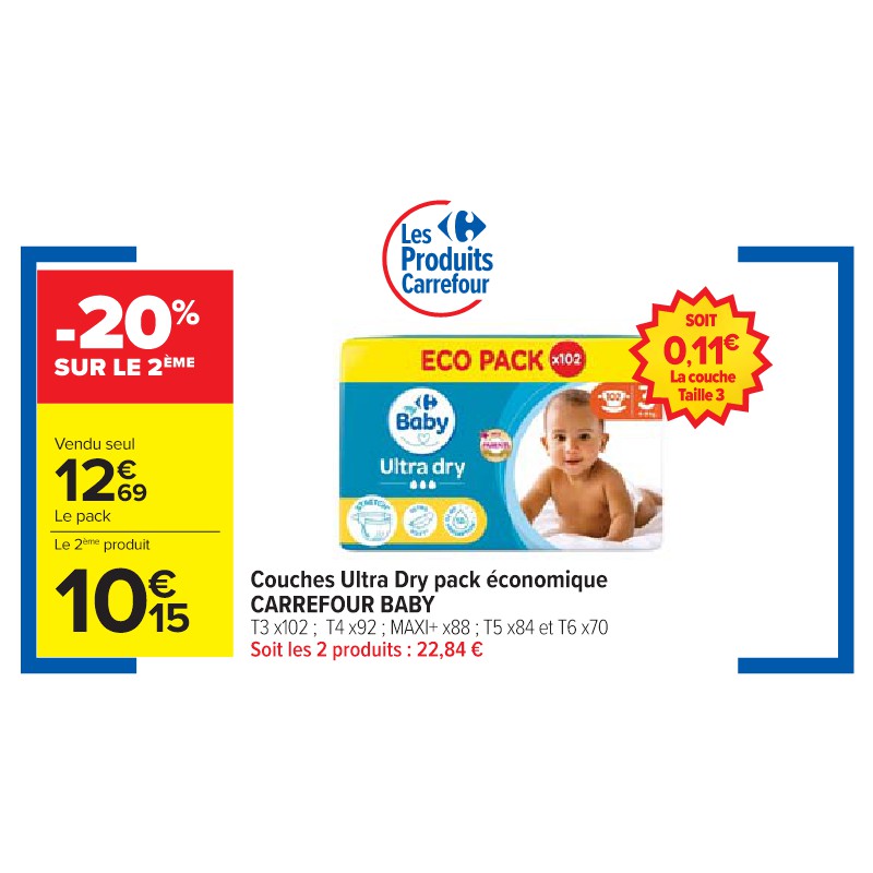 Couches Ultra Dry pack économique CARREFOUR BABY