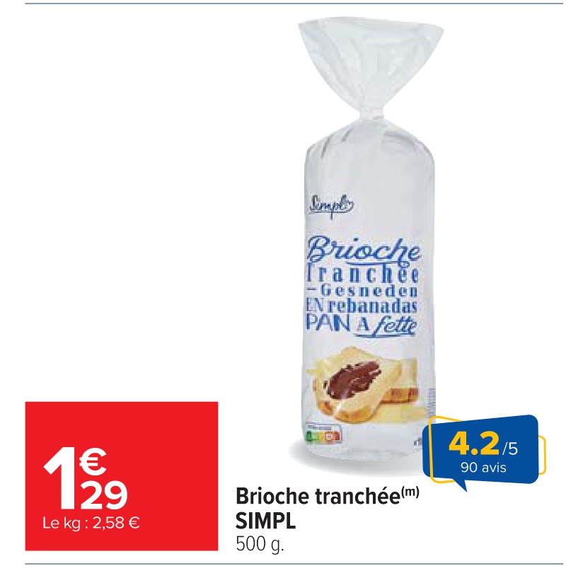 Brioche tranchée SIMPL Cora Petit-déjeuner