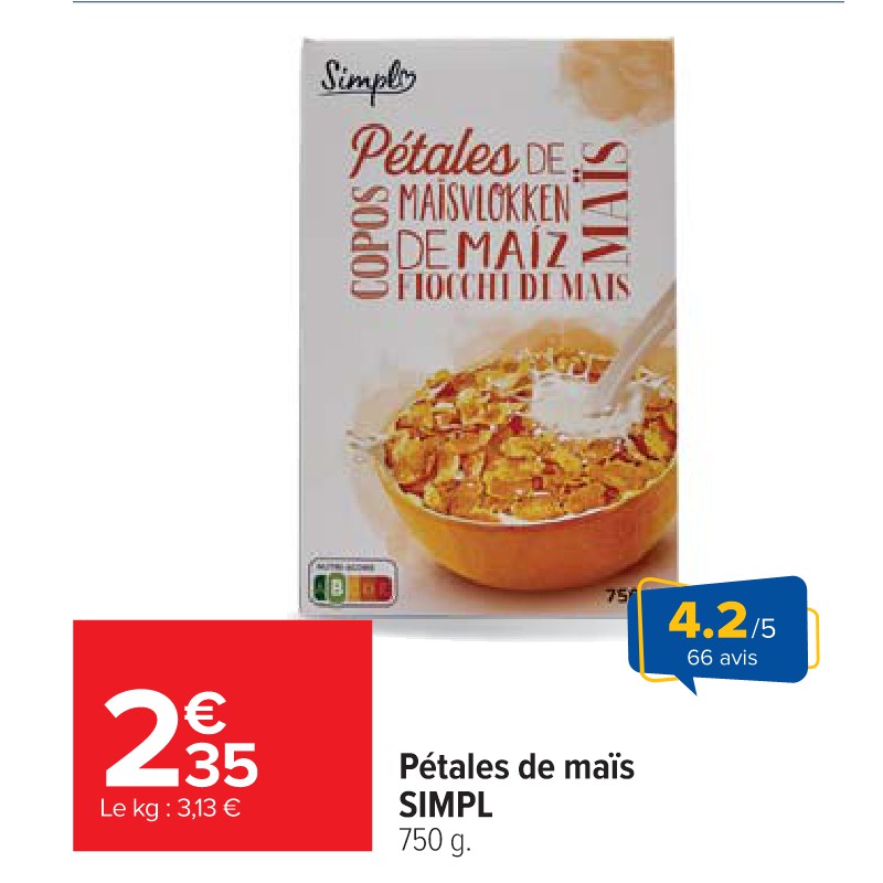 Pétales de maïs SIMPL Cora Petit-déjeuner