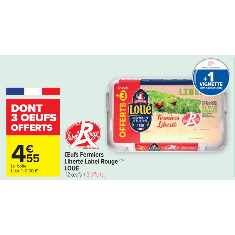 Œufs Fermiers Liberté Label Rouge LOUÉ Cora Petit-déjeuner