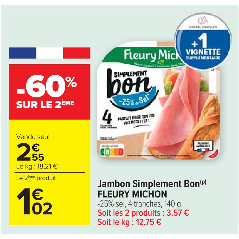 Jambon Simplement Bon FLEURY MICHON Cora Petit-déjeuner