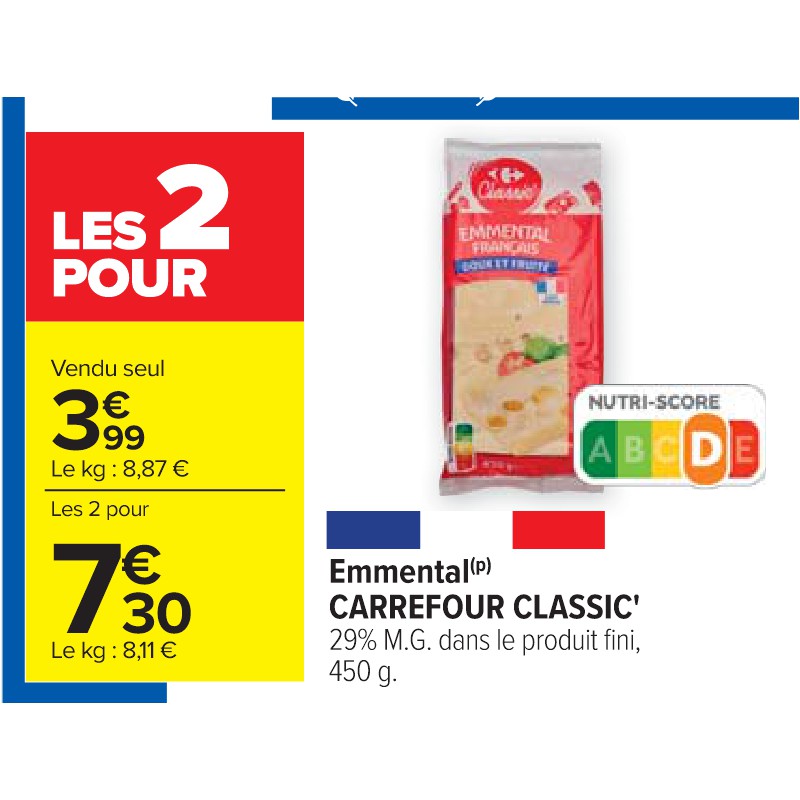 Emmental CARREFOUR CLASSIC' Cora Petit-déjeuner