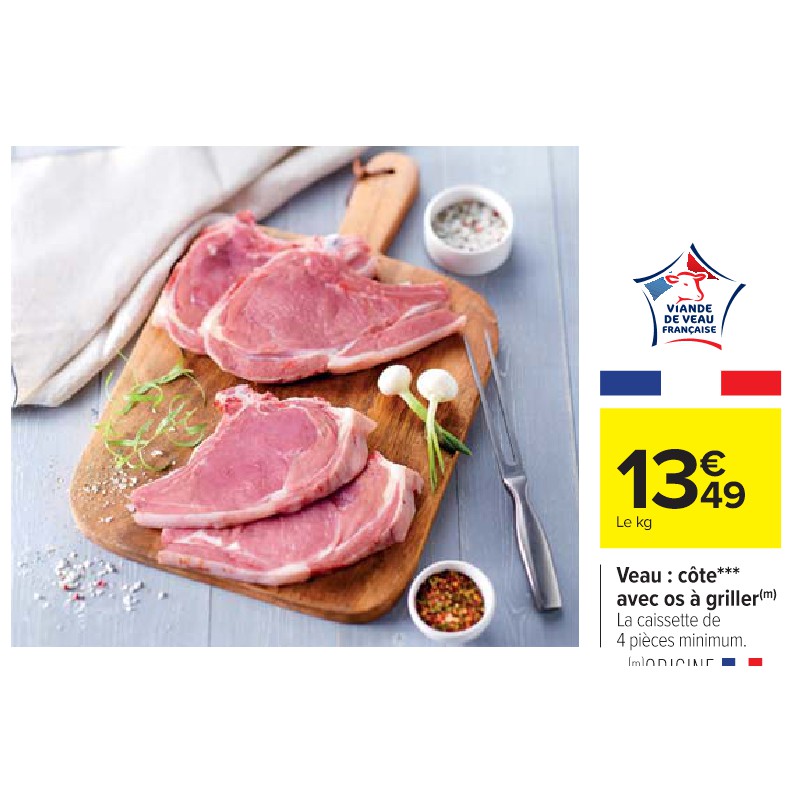 Veau : côte avec os à griller