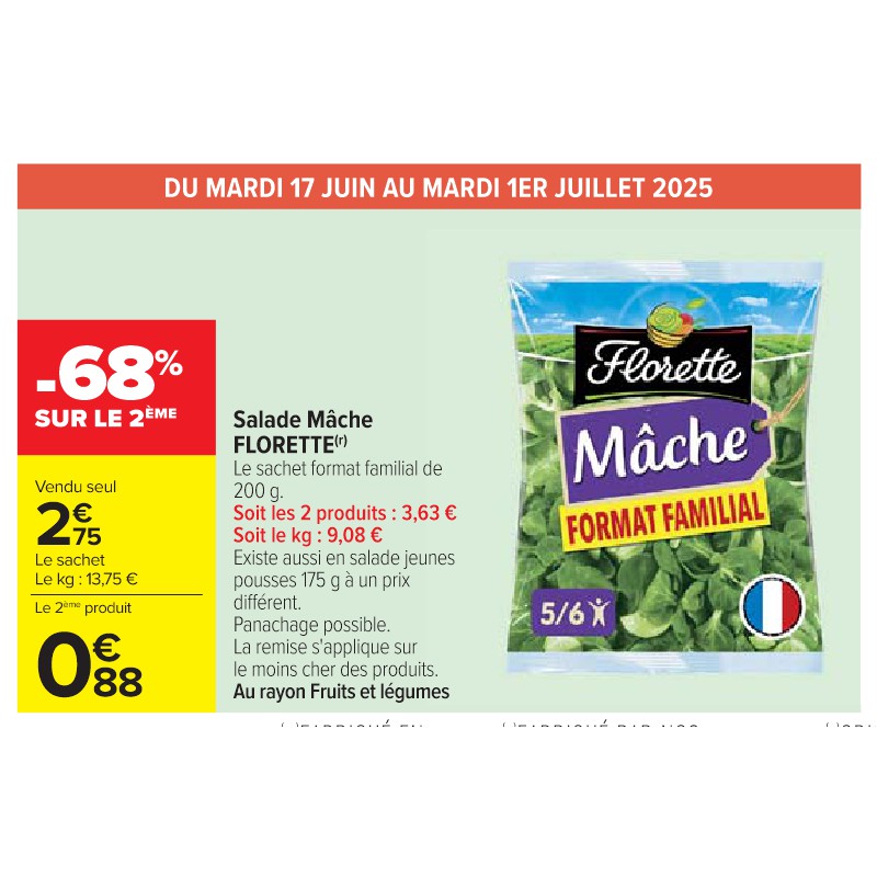 Salade Mâche FLORETTE Cora Petit-déjeuner