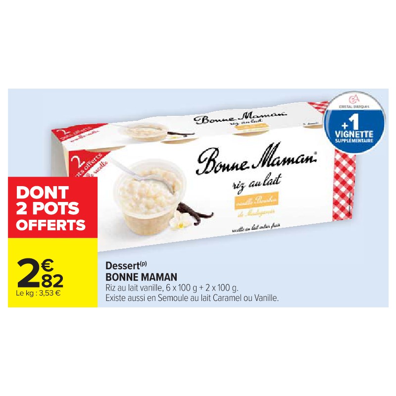 Dessert BONNE MAMAN Cora Petit-déjeuner