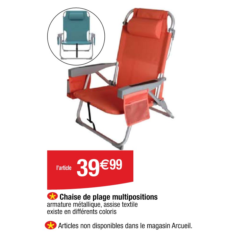 Chaise de plage multipositions