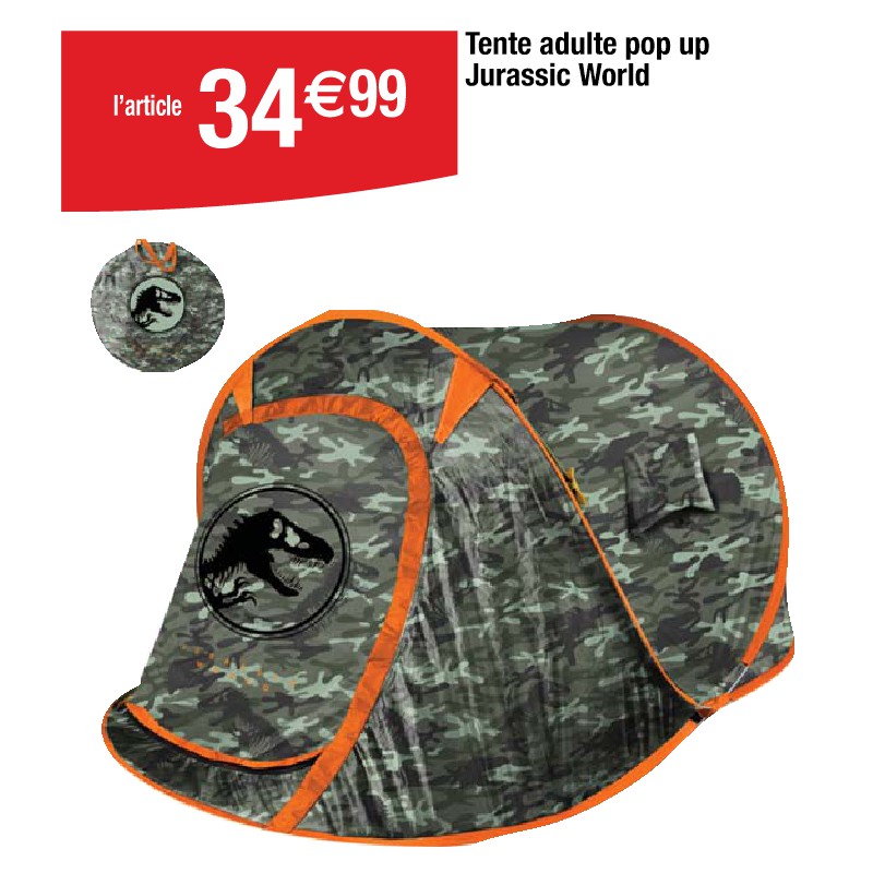 Tente adulte pop up Jurassic World Cora Bon plan