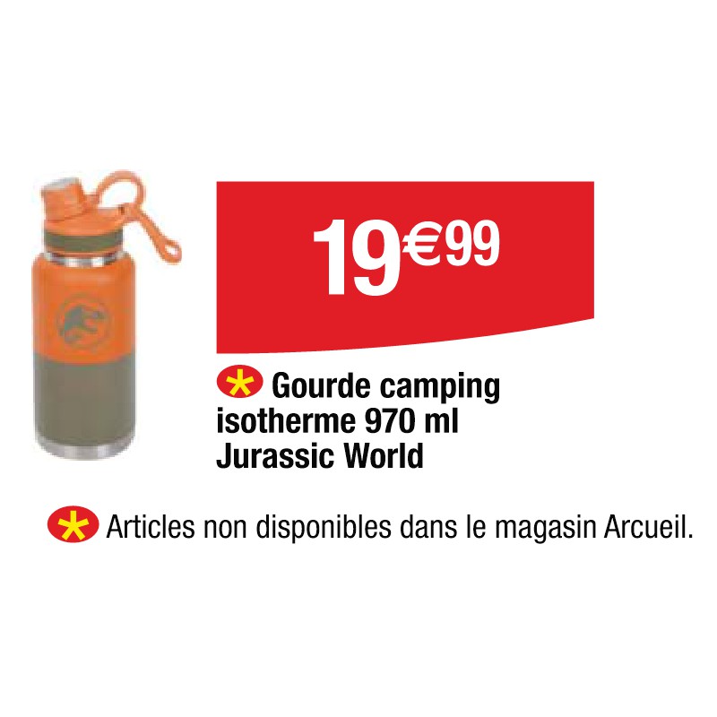 Gourde camping isotherme 970 ml Jurassic World Cora Bon plan