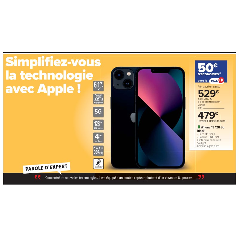 iPhone 13 128 Go black APPLE Cora Passez l'été connectés à vos envies !