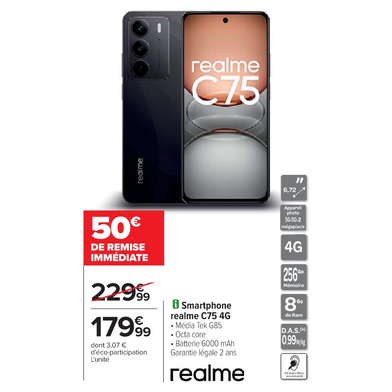 Smartphone realme C75 4G REAL ME Cora Passez l'été connectés à vos envies !