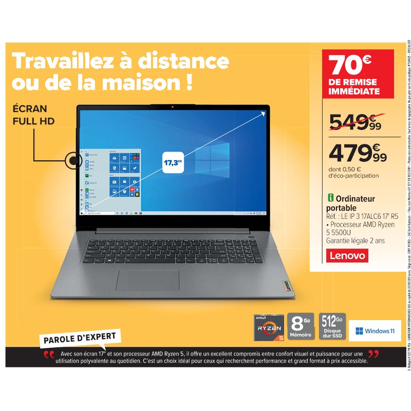 Ordinateur portable LENOVO Cora Passez l'été connectés à vos envies !