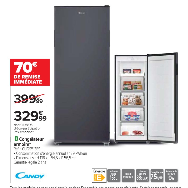 Congélateur armoire CANDY Cora Passez l'été connectés à vos envies !