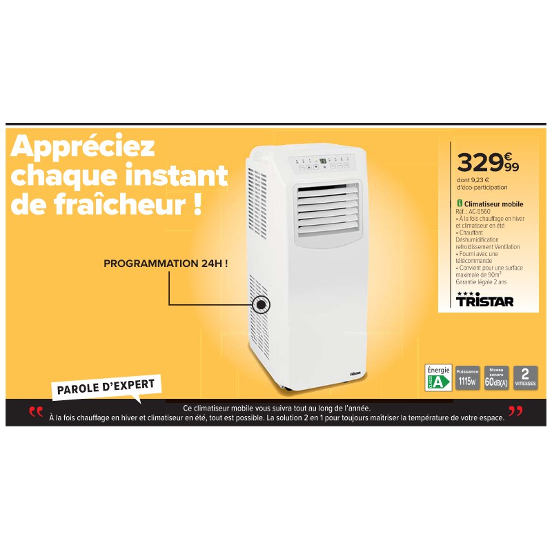 Climatiseur mobile TRISTAR Cora Passez l'été connectés à vos envies !