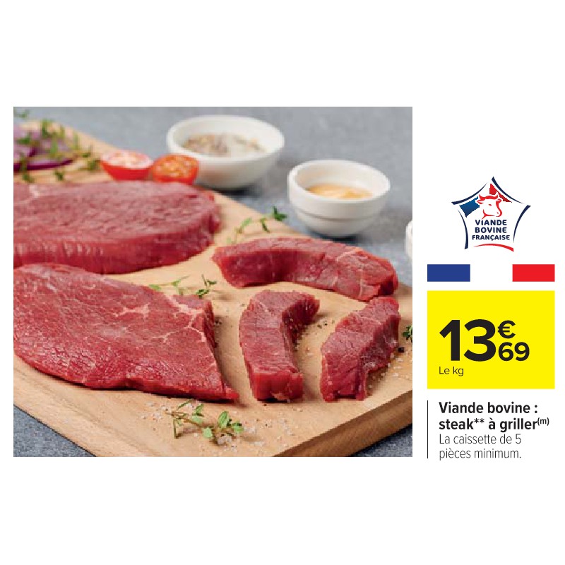 Viande bovine : steak à griller CARREFOUR