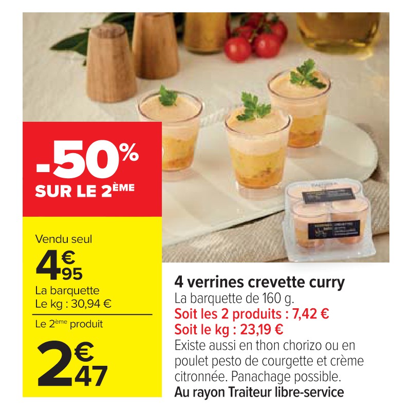 4 verrines crevette curry