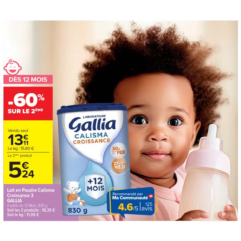 Lait en Poudre Calisma Croissance 3 GALLIA