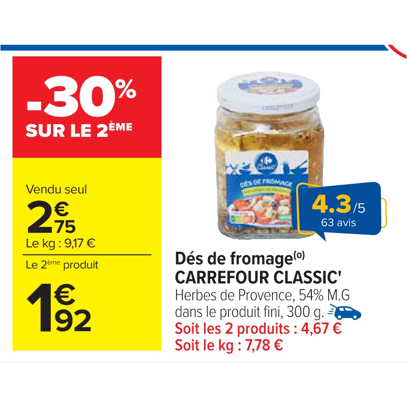 Dés de fromage CARREFOUR CLASSIC'