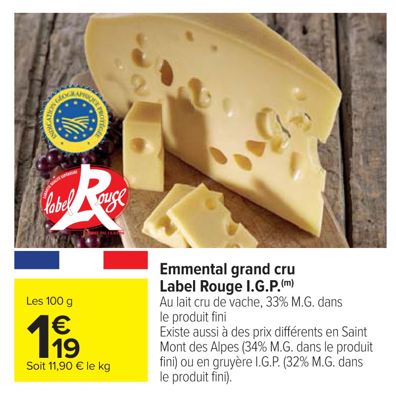 Emmental grand cru Label Rouge I.G.P. MONTS&TERROIRS