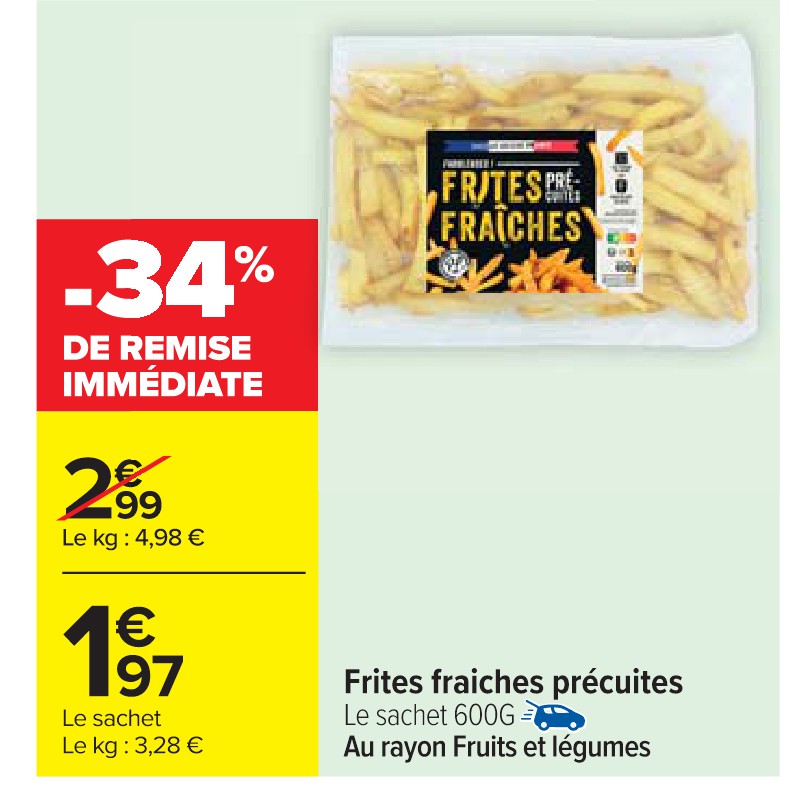 Frites fraiches précuites Cora Apéro